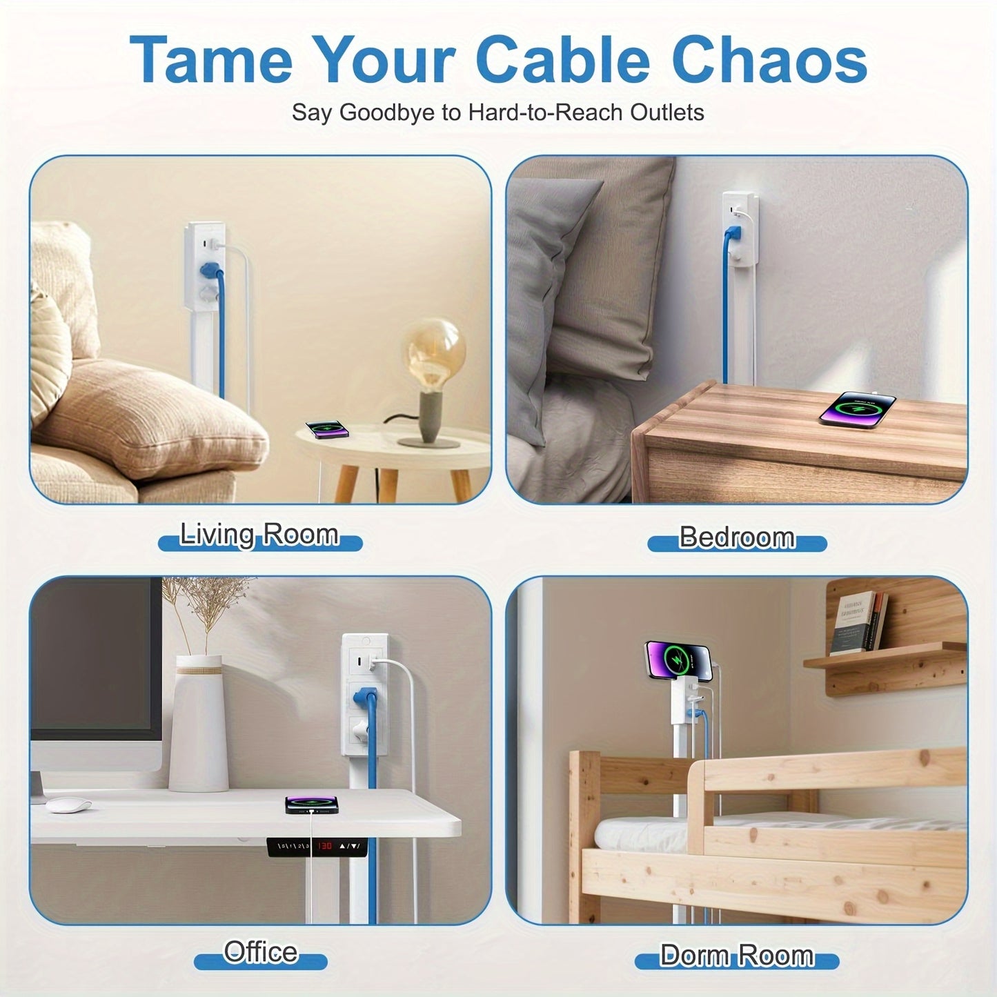 Power Outlet Extender - 180° Rotating Plug