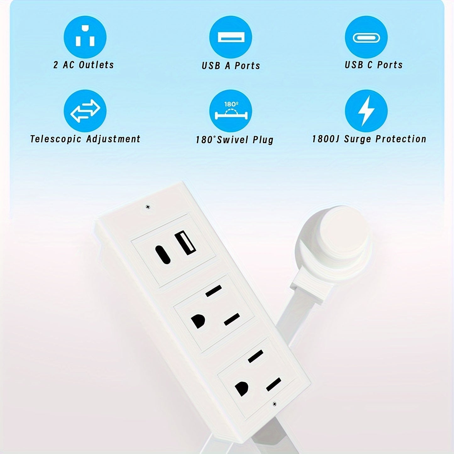 Power Outlet Extender - 180° Rotating Plug