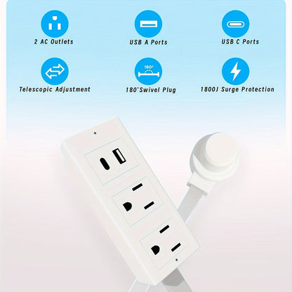 Power Outlet Extender - 180° Rotating Plug