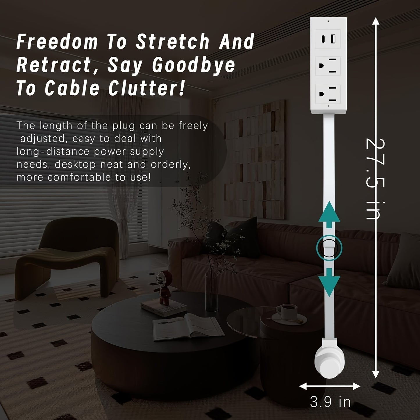 Power Outlet Extender - 180° Rotating Plug