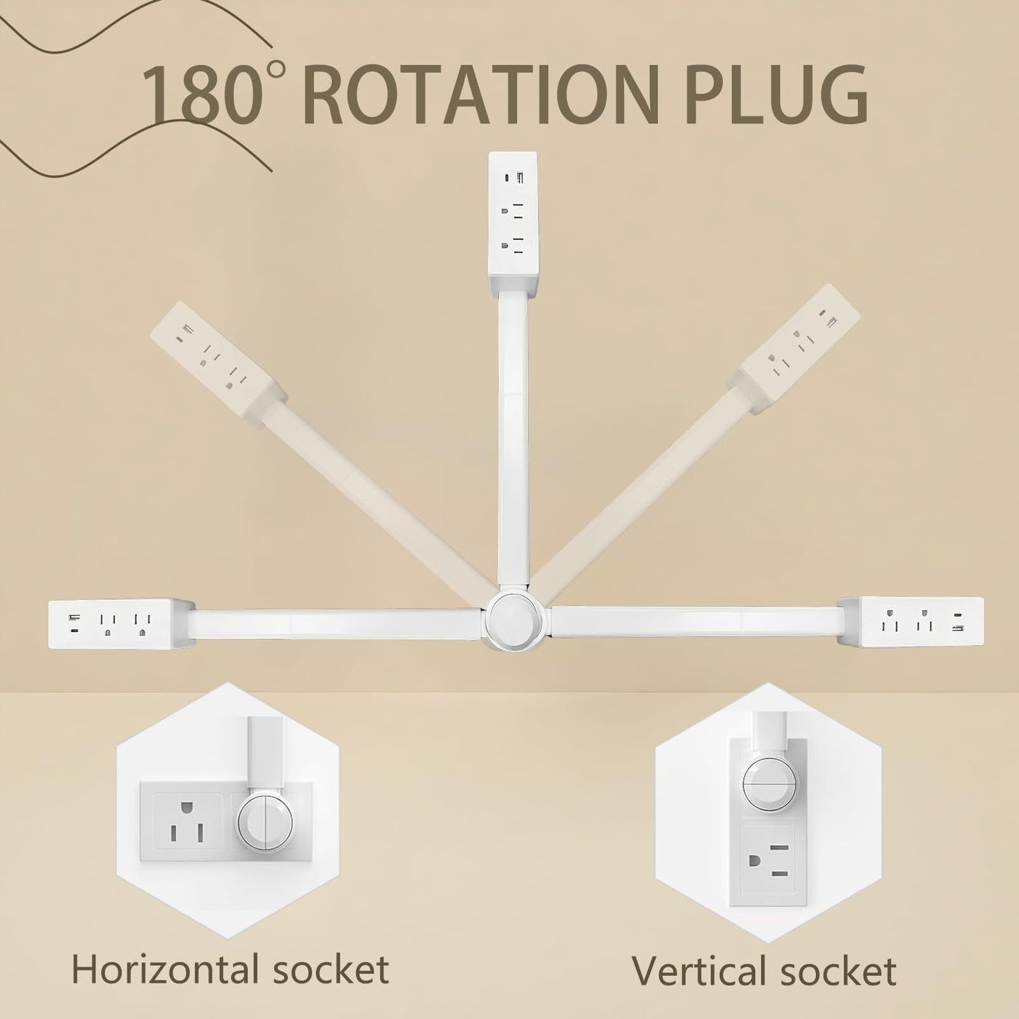 Power Outlet Extender - 180° Rotating Plug