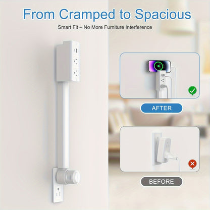 Power Outlet Extender - 180° Rotating Plug