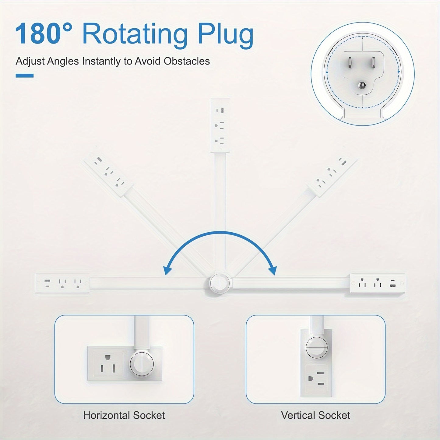 Power Outlet Extender - 180° Rotating Plug