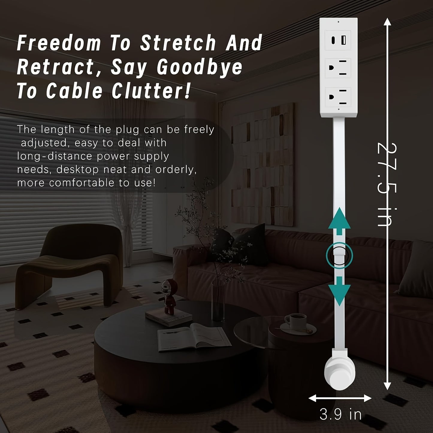 Power Outlet Extender - 180° Rotating Plug